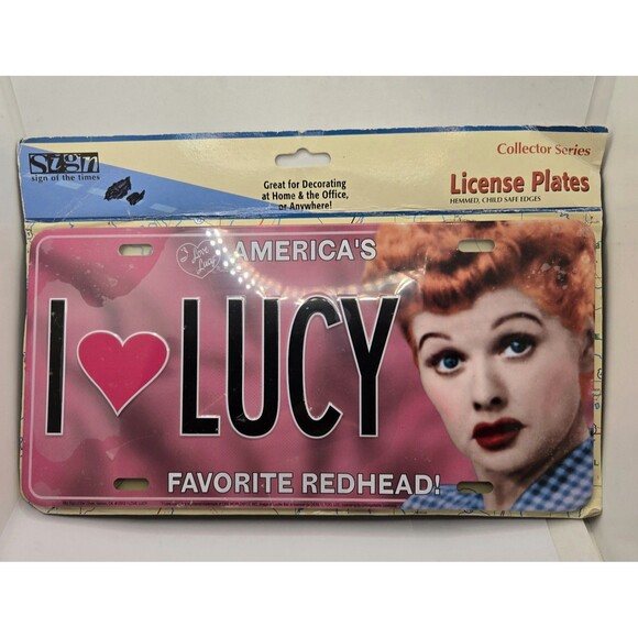 I Love Lucy Americas Favorite Redhead License Plate Metal Tin~Brand New - Picture 1 of 3